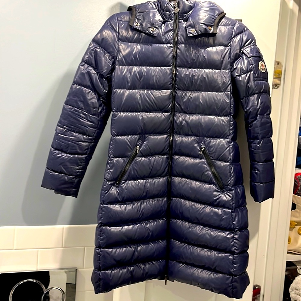 Moncler Dark Navy Quilted Long Puffer Coat